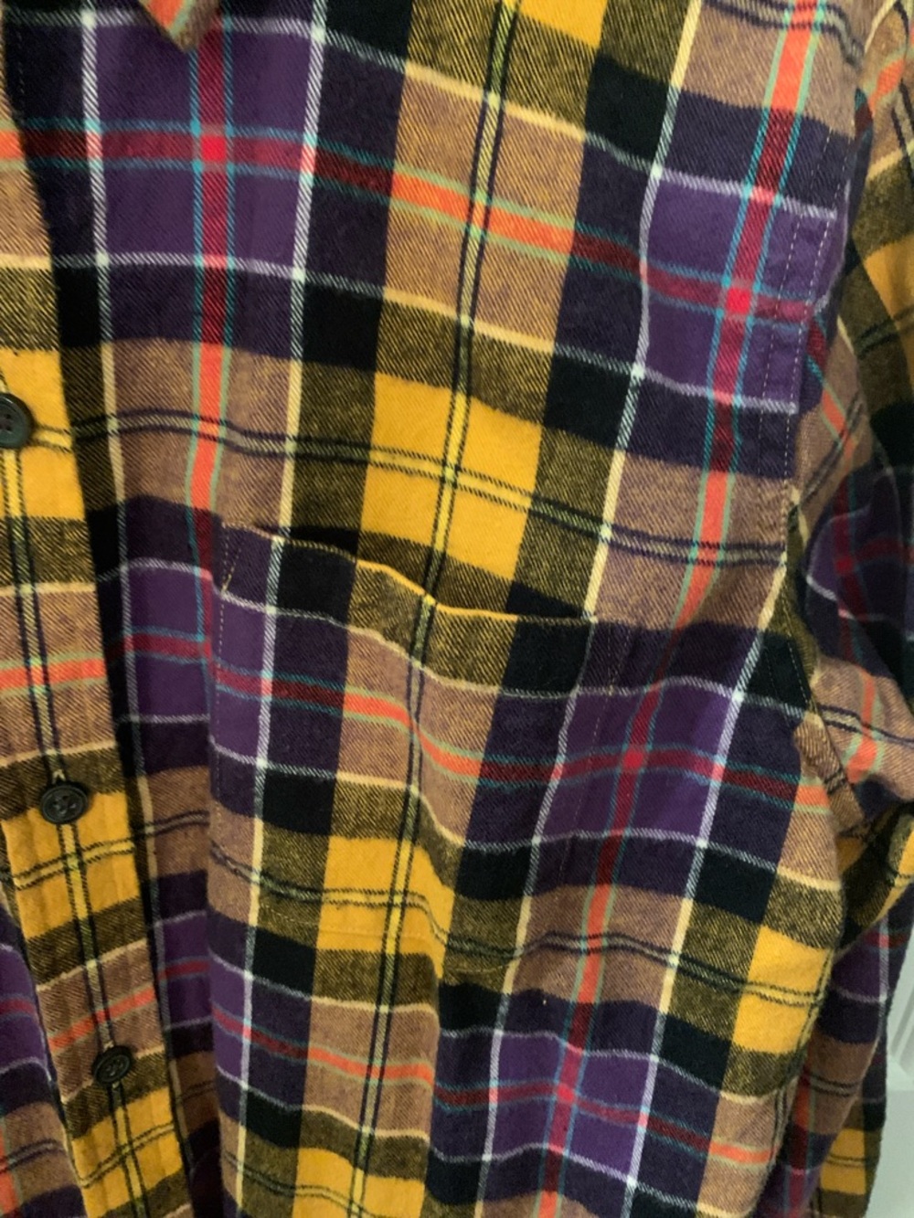 L.L. Bean Women’s Yellow/Purple Plaid Button-Down Shirt Large - Picture 3 of 9